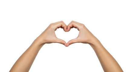 Creating heart shape with hands on a Transparent Background shows love