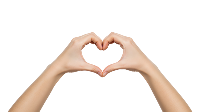 Forming Heart Shape with Human Hands Against a Transparent Background