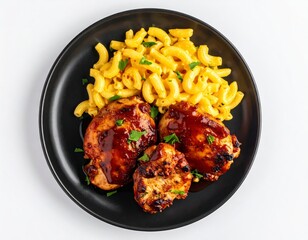 Fototapeta premium honey BBQ chicken with mac and cheese