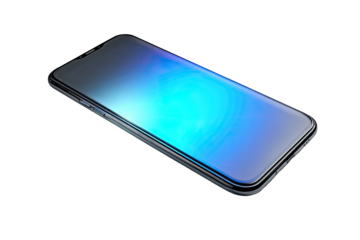 Smartphone with a vibrant blue screen