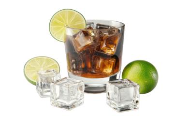 Refreshing cocktail with ice and lime