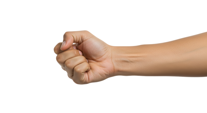 Hand with Fist Gesturing on Isolated Background for Graphic Design