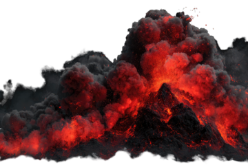 Volcanic eruption, fiery mountain