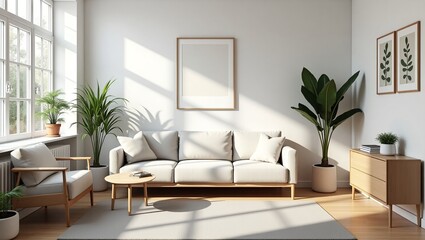Minimalist Living Room with Wooden Furniture and Neutral Tones