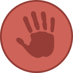 Obraz premium Handprint Icon A Symbol of Identity, Assistance, and Human Connection in a Circular Design