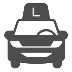 Instructor car solid icon, driving school concept. Vector graphics. Motor vehicle with learning signal lamp, transport sign on white background, glyph style icon for mobile or web design.