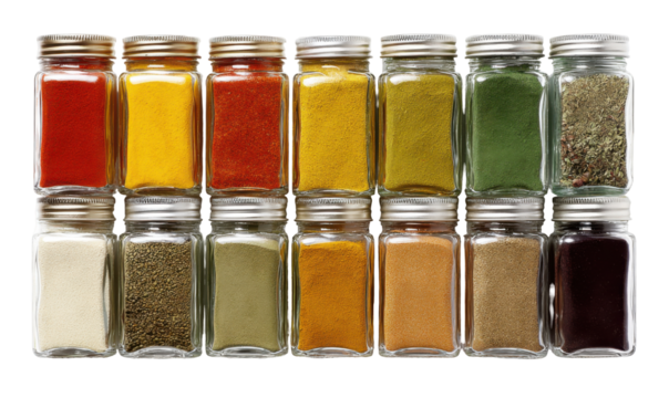 Row of spice jars
