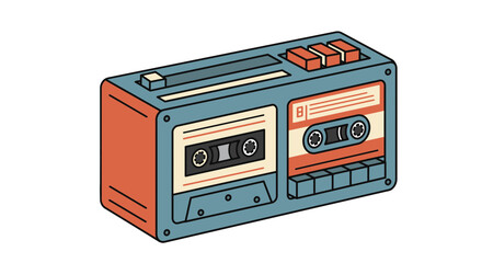 Obraz premium Retro cassette player tape recorder audio device vintage music technology sound system media nostalgia on transparent background