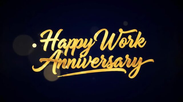A celebratory image featuring the text 'Happy Work Anniversary' in elegant gold lettering