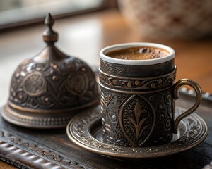 Coffee in ottoman style Turkish traditional cup