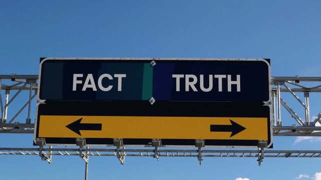 roadside sign comparing factual information to personal beliefs