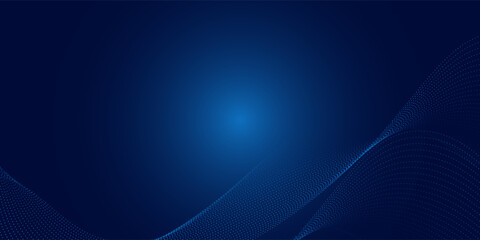 Modern abstract background featuring a digital wave made of glowing dots over a dark blue theme ideal for web and design use