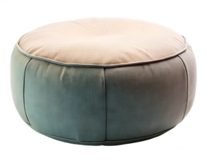 Round beige and green ombre ottoman isolated on transparent background