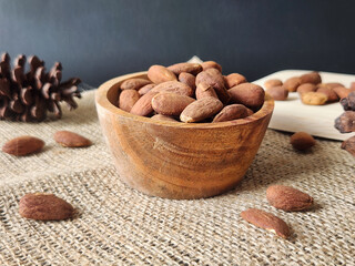 nuts, roasted almond, raw almond