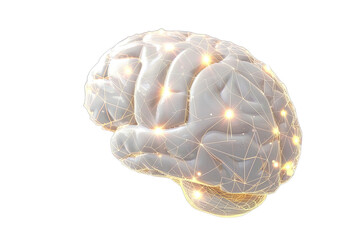 3D rendered brain with glowing neural network