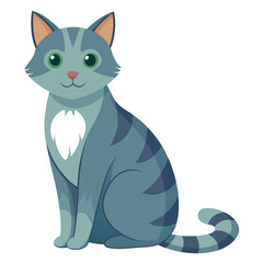 Charming Gray Cat Portrait A Whimsical Feline Illustration