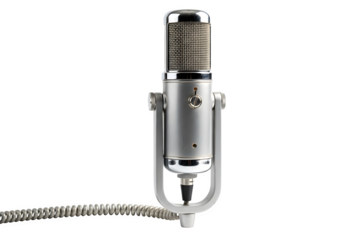 Vintage microphone isolated on transparent background, a classic audio recording device for professional studio and broadcasting applications, showcasing retro design and technology