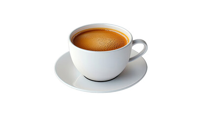 Fototapeta premium A white coffee cup filled with dark espresso