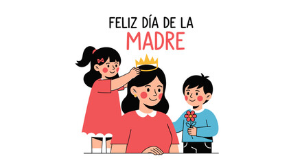 Children lovingly crown their mother for Mother's Day, a heartwarming family scene.