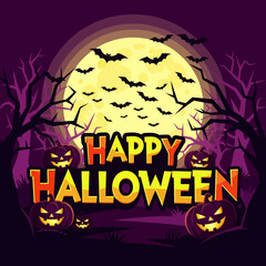 Happy Halloween Night Spooky Bats