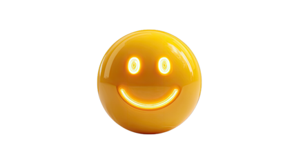 Smiling emoticon, glowing yellow