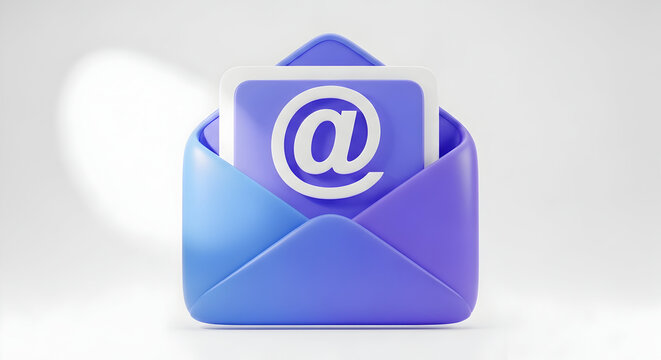 Email notification concept with modern 3D envelope design, perfect for digital marketing