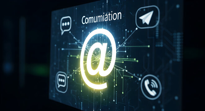 Digital communication concept with email symbol and connection icons, perfect for tech branding
