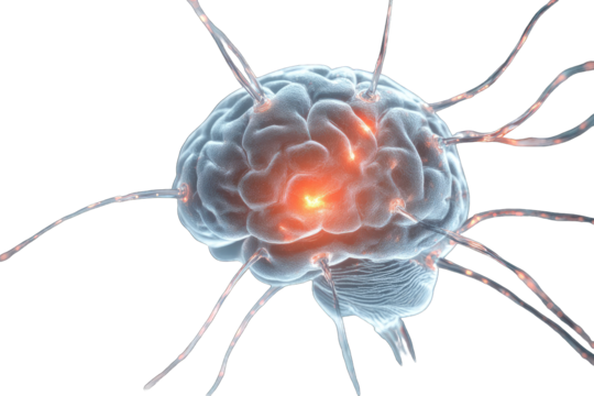 3D illustration of a brain with neural pathways
