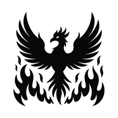 Obraz premium Mythical phoenix bird silhouette rising from flames