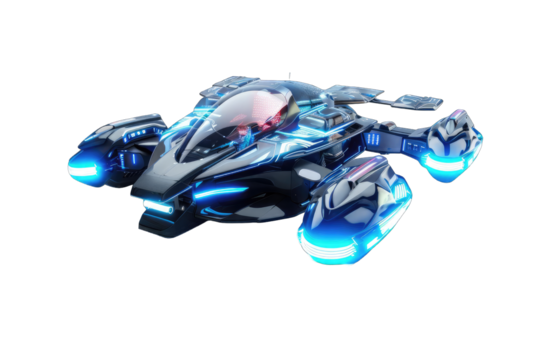 Futuristic hovercraft vehicle