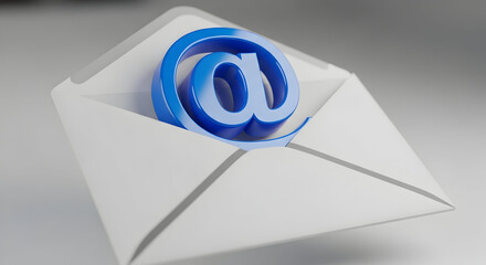 A vibrant blue email symbol emerging from a white envelope, ready for modern digital communication