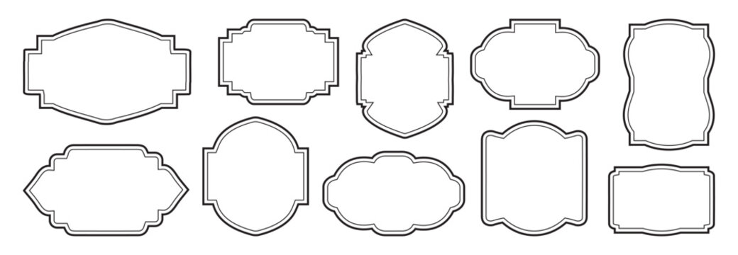 Set of frames border design vintage. Line Frame. Vintage Frames. Simple vintage labels. Black Frames different shapes. vector illustration.