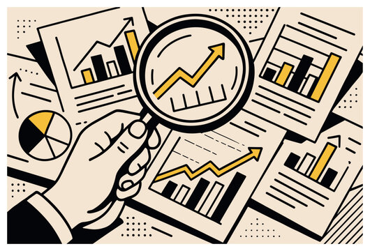 Business data analysis vector: financial trends, graphs, and insights for holiday reports