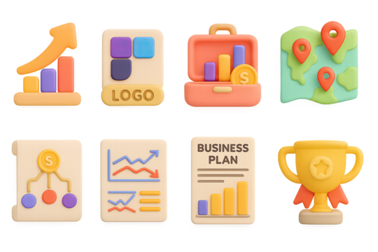 Creative 3d elements for business growth and strategy concepts - Powered by Adobe