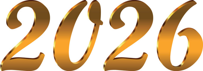 2026 3D Golden Text vector design.