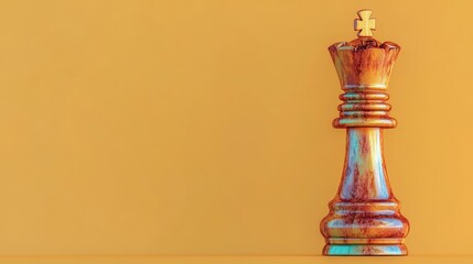 Chess king piece in vibrant colors on a minimalistic background