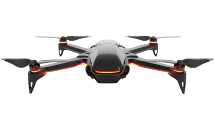 Modern drone, front view, dark