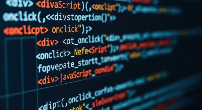 Close up of computer code on a dark screen