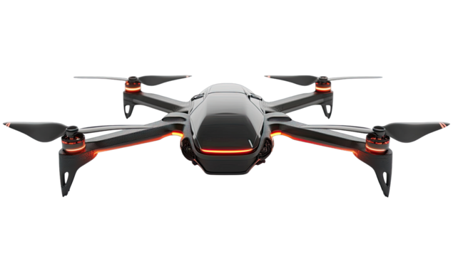 Modern drone, front view, dark