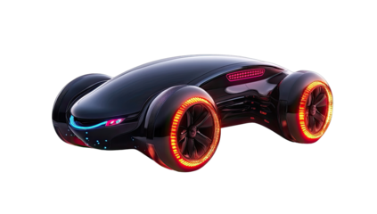 Futuristic, sleek vehicle.  Dark, futuristic car
