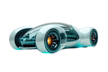 Futuristic, sleek, white vehicle