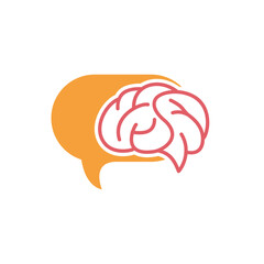 Brain Speech Bubble Icon for Communication and Knowledge Vector illustration