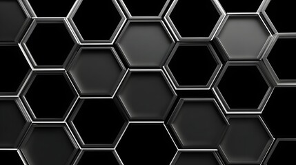 Contemporary Black Honeycomb Pattern with Geometric Hexagons in a 3D Design