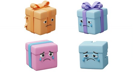 Obraz premium Sad gift boxes for kids toys collection