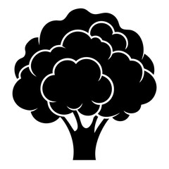 Solid black silhouette of a cauliflower vegetable