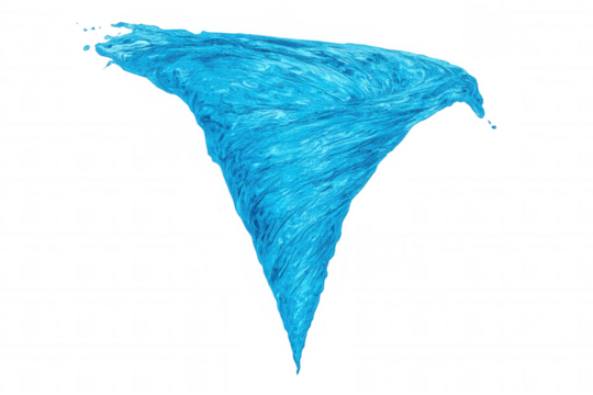 Swirling vortex of vibrant blue water creating a dynamic whirlwind against a transparent background, perfect for compositing and visual effects