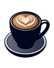 Obraz premium Cappuccino Coffee Cup with Latte Art – Vector Illustration