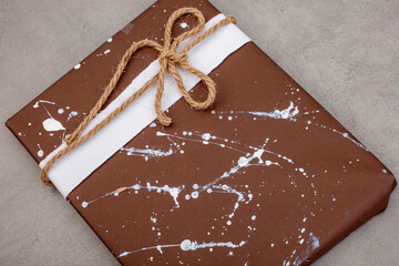 brown abstract paint splatter wrapping idea