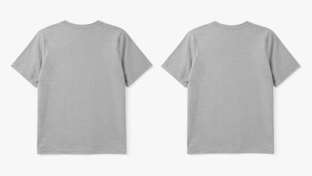 Blank plain T- shirt grey color with black stripe isolated on white background. bundle pack polo shirt front and back view. ready for your mock up design project