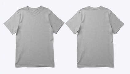 Blank plain T- shirt grey color with black stripe isolated on white background. bundle pack polo shirt front and back view. ready for your mock up design project